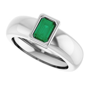 14K White Gold Lab-Grown Emerald Lightweight Ring – image 5