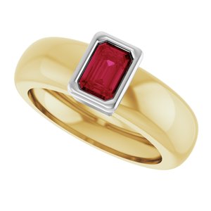 14K Yellow/White Gold Lab-Grown Ruby Lightweight Ring – image 5