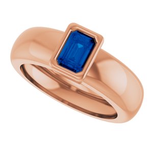 14K Rose Gold Lab-Grown Blue Sapphire Lightweight Ring – image 5