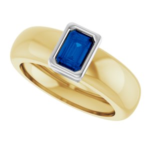 14K Yellow/White Gold Lab-Grown Blue Sapphire Lightweight Ring – image 5