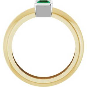 14K Yellow/White Gold Lab-Grown Emerald Lightweight Ring – image 2