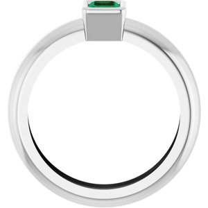 14K White Gold Lab-Grown Emerald Lightweight Ring – image 2