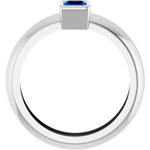 14K White Gold Lab-Grown Blue Sapphire Lightweight Ring – image 2