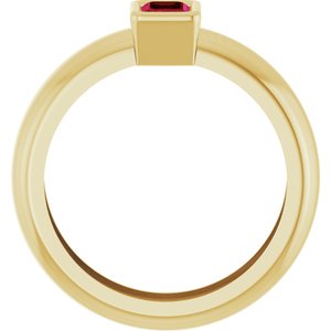 14K Yellow Gold Lab-Grown Ruby Lightweight Ring – image 2