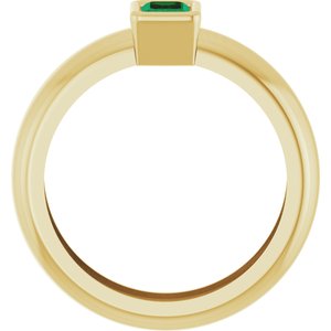 14K Yellow Gold Lab-Grown Emerald Lightweight Ring – image 2