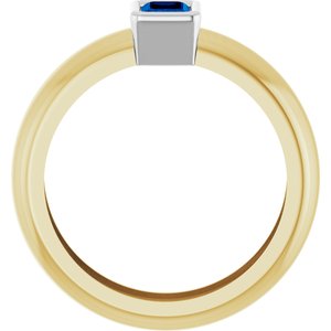 14K Yellow/White Gold Lab-Grown Blue Sapphire Lightweight Ring – image 2