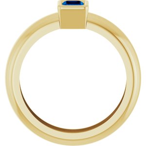14K Yellow Gold Lab-Grown Blue Sapphire Lightweight Ring – image 2