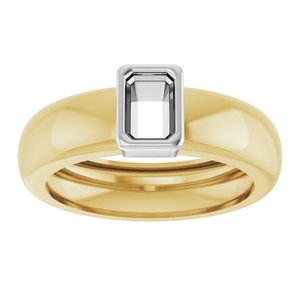 14K Yellow/White Gold 6x4 mm Emerald Bezel-Set Lightweight Ring Mounting – image 6