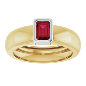 14K Yellow/White Gold Lab-Grown Ruby Lightweight Ring – image 3