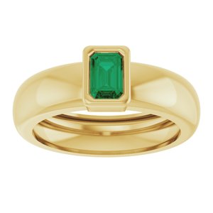 14K Yellow Gold Lab-Grown Emerald Lightweight Ring – image 3