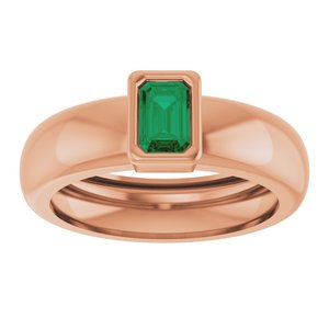 14K Rose Gold Lab-Grown Emerald Lightweight Ring – image 3