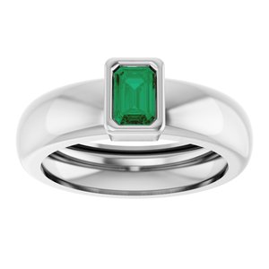 14K White Gold Lab-Grown Emerald Lightweight Ring – image 3