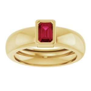 14K Yellow Gold Lab-Grown Ruby Lightweight Ring – image 3