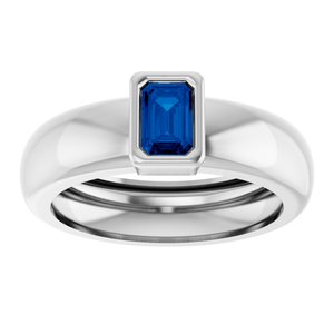 14K White Gold Lab-Grown Blue Sapphire Lightweight Ring – image 3