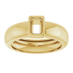 14K Yellow Gold 6x4 mm Emerald Bezel-Set Lightweight Ring Mounting – image 6