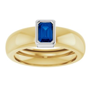 14K Yellow/White Gold Lab-Grown Blue Sapphire Lightweight Ring – image 3