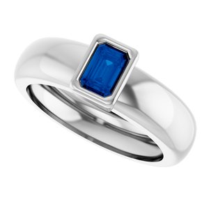 14K White Gold Lab-Grown Blue Sapphire Lightweight Ring – image 5