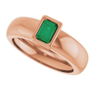 14K Rose Gold Lab-Grown Emerald Lightweight Ring – image 5