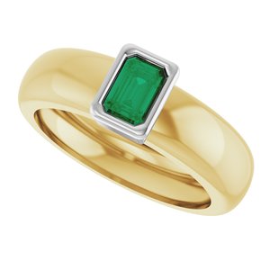 14K Yellow/White Gold Lab-Grown Emerald Lightweight Ring – image 5