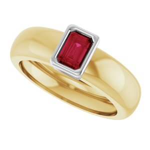 14K Yellow/White Gold Lab-Grown Ruby Lightweight Ring – image 5