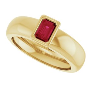 14K Yellow Gold Lab-Grown Ruby Lightweight Ring – image 5