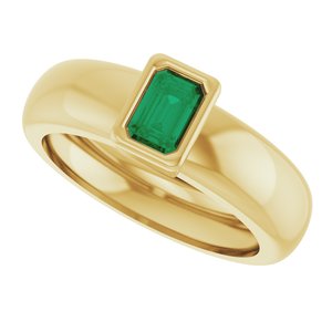 14K Yellow Gold Lab-Grown Emerald Lightweight Ring – image 5