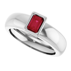 14K White Gold Lab-Grown Ruby Lightweight Ring – image 5