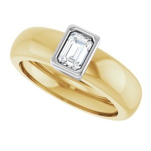 14K Yellow/White Gold 6x4 mm Emerald Bezel-Set Lightweight Ring Mounting – image 8