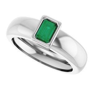14K White Gold Lab-Grown Emerald Lightweight Ring – image 5