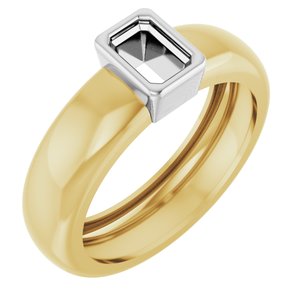 14K Yellow/White Gold 6x4 mm Emerald Bezel-Set Lightweight Ring Mounting – image 2
