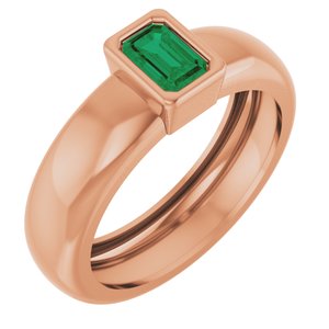 14K Rose Gold Lab-Grown Emerald Lightweight Ring