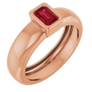 14K Rose Gold Lab-Grown Ruby Lightweight Ring