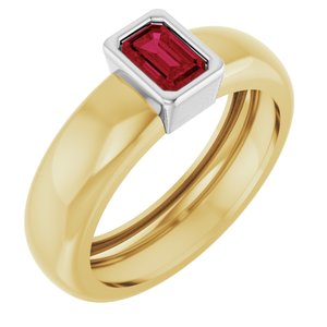14K Yellow/White Gold Lab-Grown Ruby Lightweight Ring