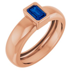 14K Rose Gold Lab-Grown Blue Sapphire Lightweight Ring