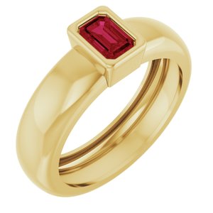14K Yellow Gold Lab-Grown Ruby Lightweight Ring