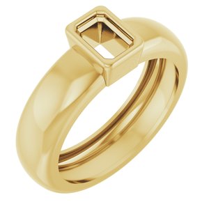 14K Yellow Gold 6x4 mm Emerald Bezel-Set Lightweight Ring Mounting – image 2
