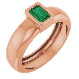 14K Rose Gold Lab-Grown Emerald Lightweight Ring