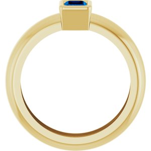 14K Yellow Gold Lab-Grown Blue Sapphire Lightweight Ring – image 2