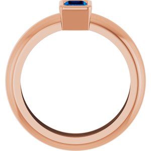 14K Rose Gold Lab-Grown Blue Sapphire Lightweight Ring – image 2