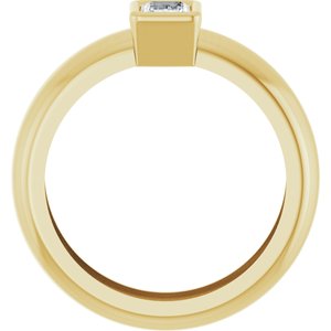 14K Yellow Gold 6x4 mm Emerald Bezel-Set Lightweight Ring Mounting – image 3