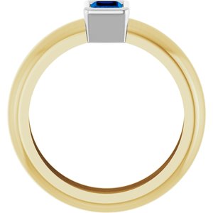 14K Yellow/White Gold Lab-Grown Blue Sapphire Lightweight Ring – image 2