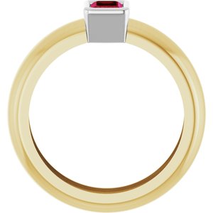 14K Yellow/White Gold Lab-Grown Ruby Lightweight Ring – image 2