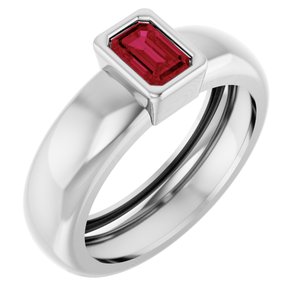 14K White Gold Lab-Grown Ruby Lightweight Ring