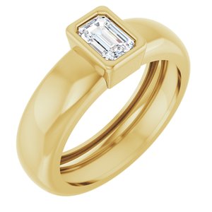 14K Yellow Gold 5/8 CT Lab-Grown Diamond Lightweight Ring