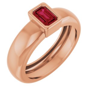 14K Rose Gold Lab-Grown Ruby Lightweight Ring
