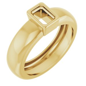 14K Yellow Gold 6x4 mm Emerald Bezel-Set Lightweight Ring Mounting – image 2