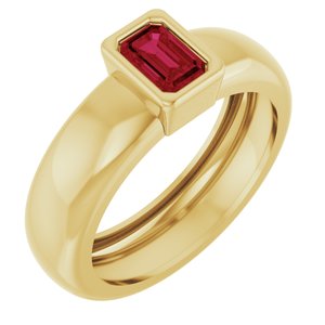 14K Yellow Gold Lab-Grown Ruby Lightweight Ring