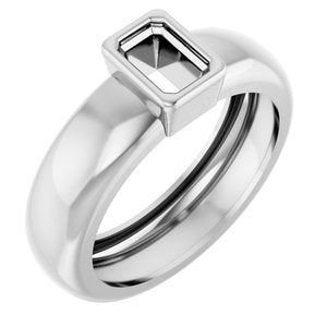 14K White Gold 6x4 mm Emerald Bezel-Set Lightweight Ring Mounting – image 2