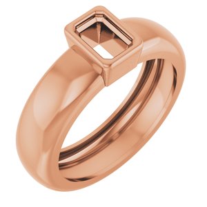 14K Rose Gold 6x4 mm Emerald Bezel-Set Lightweight Ring Mounting – image 2