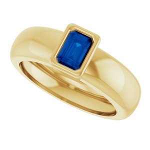 14K Yellow Gold Lab-Grown Blue Sapphire Lightweight Ring – image 5